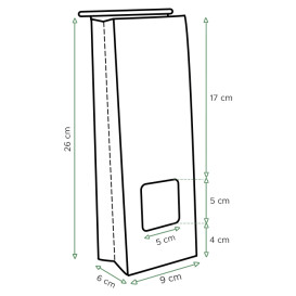 Sac SOS Kraft avec fermeture et fenêtre 9+6x26cm (50 Utés)