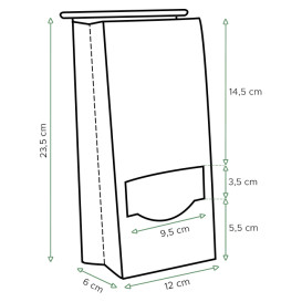 Sac SOS Kraft avec fermeture et fenêtre 12+6x23,5cm (1000 Utés)