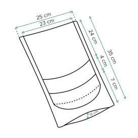 Papieren Doypack Wit met zelfsluiting en venster 25+12x35cm (50 stuks)