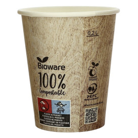 Papieren beker PLA "Biologisch" Eco-Vriendelijk 9 Oz/270ml Ø8,0cm (1000 stuks)