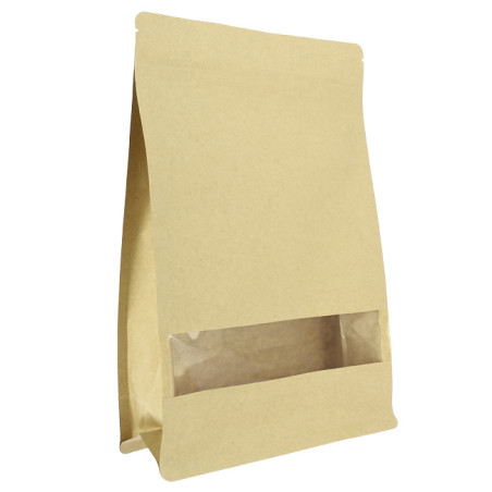 Sac StandUp Kraft avec fermeture et fenêtre 20+8x30cm (500 Utés)