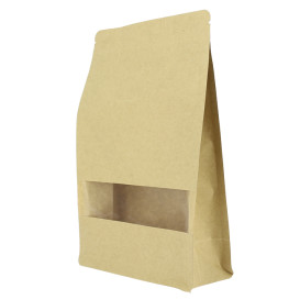 Sac StandUp Kraft avec fermeture et fenêtre 16+8x26cm (50 Utés)