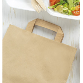 Sacs en Papier Kraft avec Anses Plates 80g/m² 32+16x35cm (250 Utés)