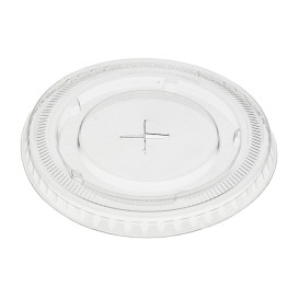 Courvercle PET plate avec croix Transparent Ø8,5cm (50 Utés)