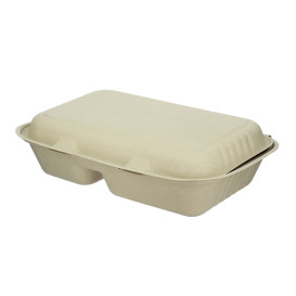 Boîte en Canne à Sucre 2 C Naturel 225x165x64mm (500 Utés)