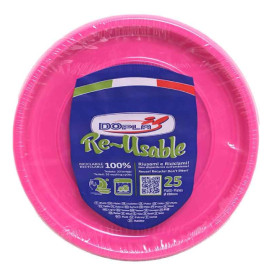 Assiette Plate Réutilisable Economique PS Fuchsia Ø22cm (200 Utés)