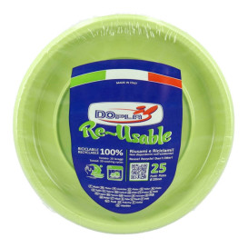 Assiette Plate Réutilisable Economique PS Vert Citron Ø22cm (200 Utés)