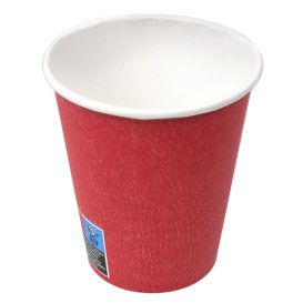 Plastic-Vrije Papieren Beker 9 Oz/250ml "Colors" Rood Ø8cm (300 Stuks)