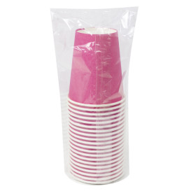 Gobelet en Carton sans Plastique 9 Oz/250ml "Colors" Rose Ø8cm (20 Utés)