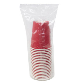 Plastic-Vrije Papieren Beker 9 Oz/250ml "Colors" Rood Ø8,0cm (300 Stuks)