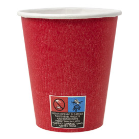 Gobelet en Carton sans Plastique 9 Oz/250ml "Colors" Rouge Ø8,0cm (300 Utés)