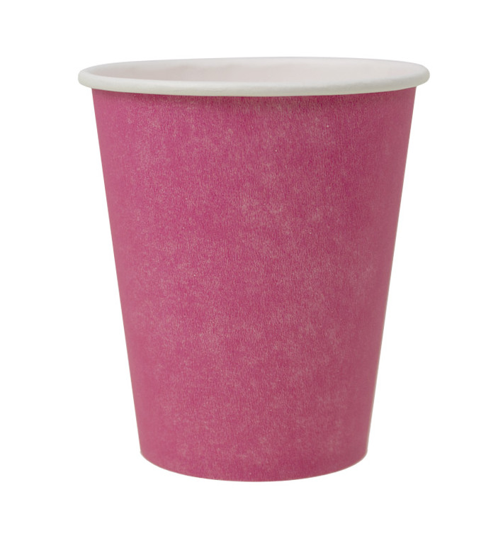 Gobelet en Carton sans Plastique 9 Oz/250ml "Colors" Rose Ø8,0cm (20 Utés)