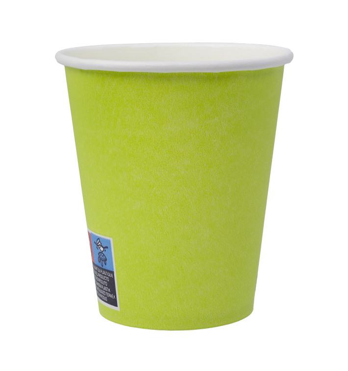 Gobelet en Carton sans Plastique 9 Oz/250ml "Colors" Vert Ø8,0cm (20 Utés)