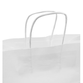 Sac en Papier Kraft Blanc avec Anses 100g/m² 27+14x26cm (25 Utés)