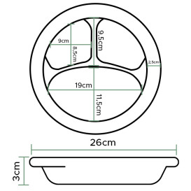 Schuim bord "Quiet Classic" 3 C. gelamineerd zwart Ø26 cm (125 stuks) 