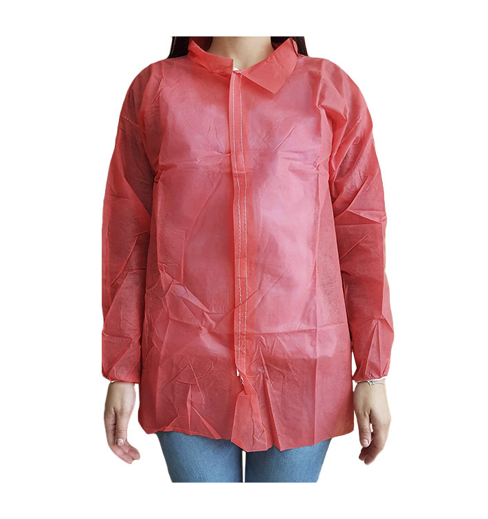 Blouse Cadet PP 35gr.Velcro et Sans Poches Rouge (100 Utés)