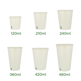 Gobelet en Carton sans Plastique 8 Oz/240ml Blanc Ø8cm (50 Unités)