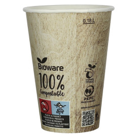 Gobelet Carton Ecologique PLA BioWare 8Oz/210ml Ø7,0cm (100 Utés)