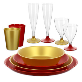 Assiette Réutilisable Durable PP Minéral Or Ø27,5cm (6 Utés)