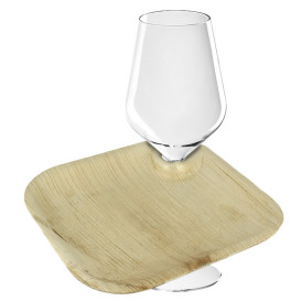 Assiette Feuilles de Palmier avec Support 21x21x1,5cm (25 Unités)