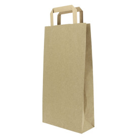 Papieren zak voor fles met handgrepen kraft 19+8x37cm (250 stuks)