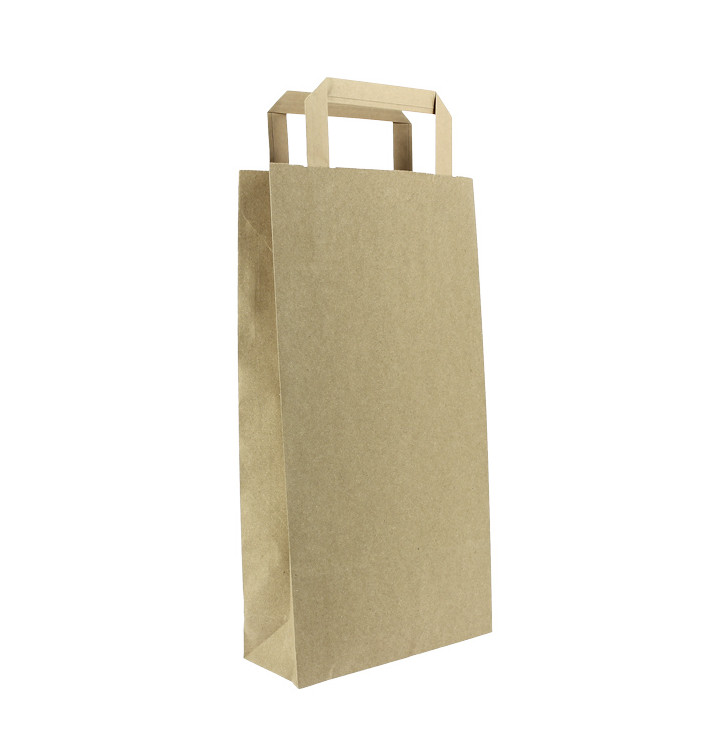 Papieren zak voor fles met handgrepen kraft 19+8x37cm (250 stuks)