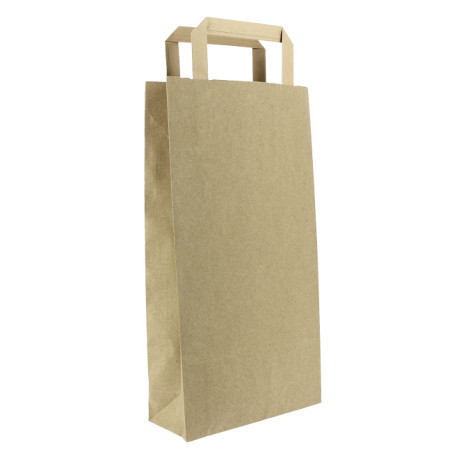 Papieren zak voor fles met handgrepen kraft 19+8x37cm (250 stuks)