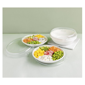 Couvercle Compostable PLA Transparent Bol 355 et 470ml (400 Utés)