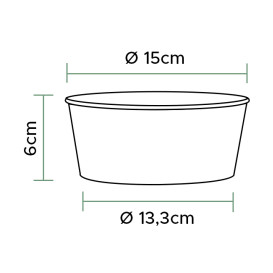 Saladier en Carton Renouvelable Blanc 775ml Ø15cm (45 Utés)