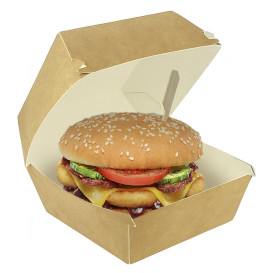 Boîte à Hamburger Kraft Mega Double Fermeture 15,5x15,5x10cm (50 Utés)