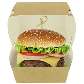 Boîte à Hamburger XXL Kraft Double Fermeture 13x13x9cm (50 Utés)