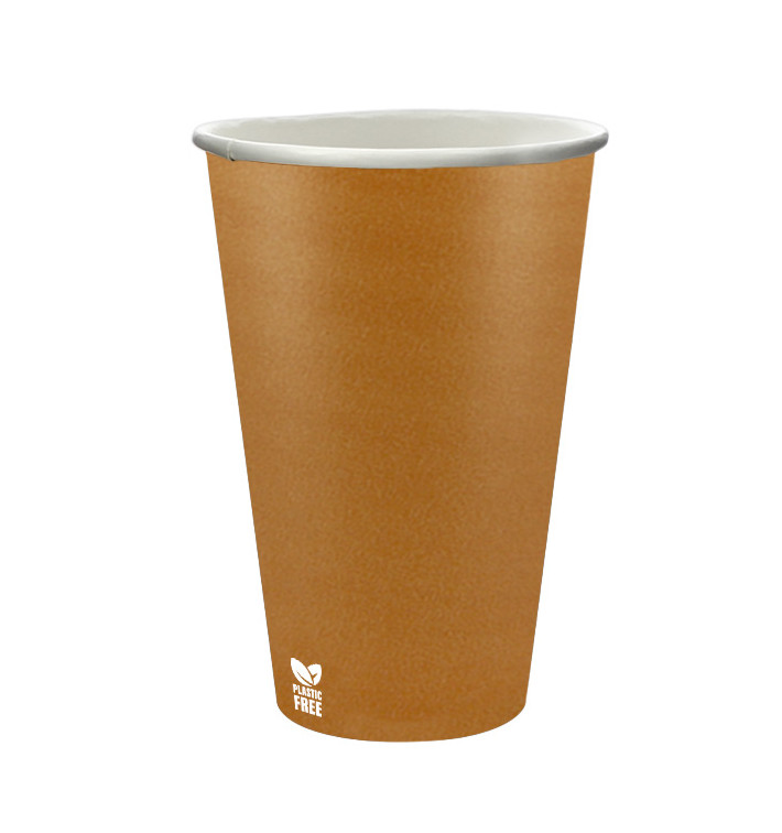 Gobelet en Carton sans Plastique 12 Oz/360ml "Caramel" Ø8cm (50 Unités)