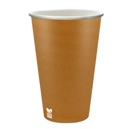 Gobelet en Carton sans Plastique 12 Oz/360ml "Caramel" Ø8cm (50 Unités)