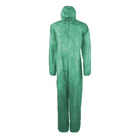 Combinaison TNT PP Capuche et Fermeture Eclair Taille XL Vert (25 Utés)