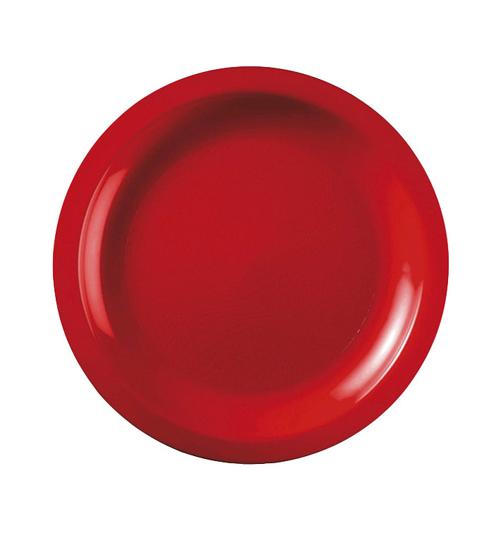 Plastic bord Plat rood "Rond vormig" PP Ø18,5cm (600 stuks)