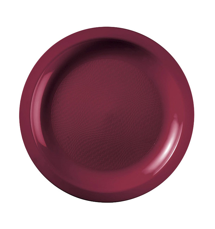 Assiette Plastique Réutilisable Plate Bordeaux PP Ø185mm (600 Utés)