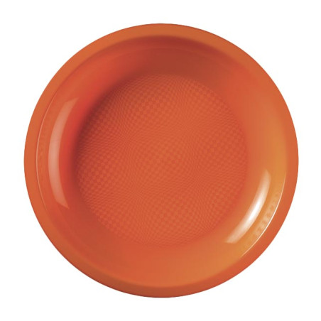 Herbruikbare harde bord Plat oranje "Rond vormig" PP Ø18,5cm (50 stuks) 