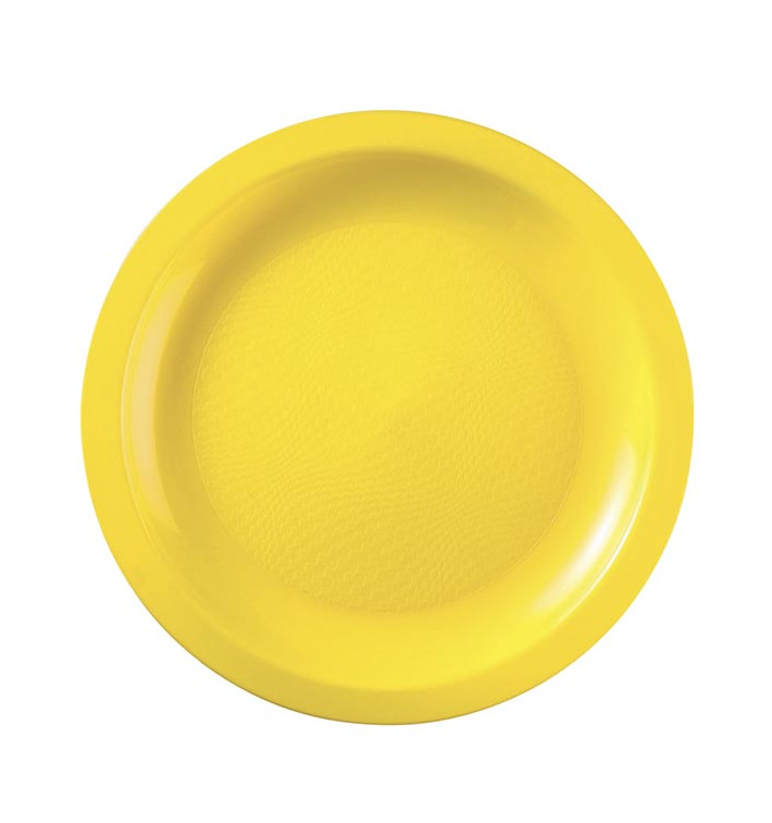 Assiette Plastique Réutilisable Plate Jaune PP Ø18,5cm (600 Utés)