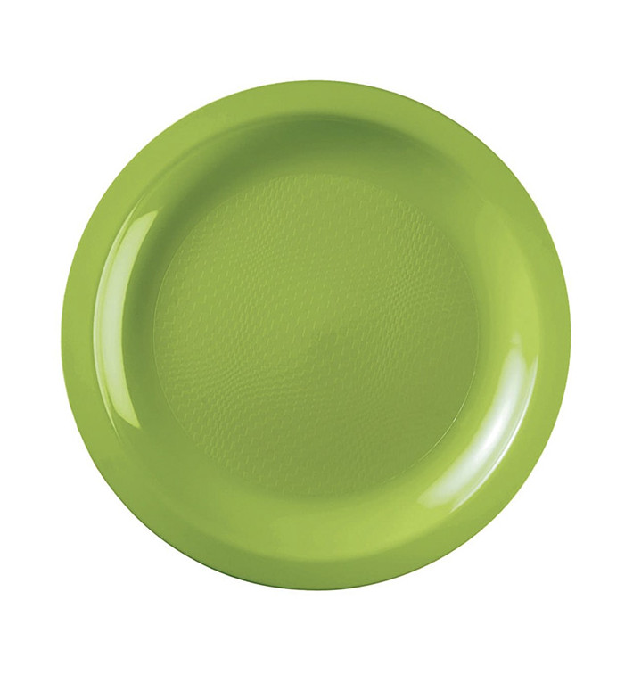 Assiette Plastique Réutilisable Plate Vert citron PP Ø185mm (50 Utés)