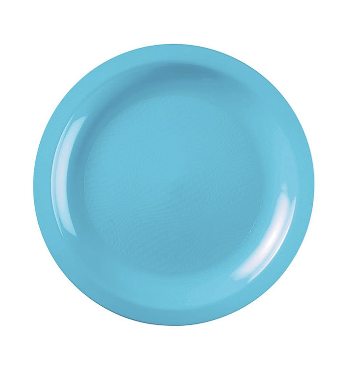 Plastic bord Plat turkoois Rond vormig PP Ø18,5cm (600 stuks)