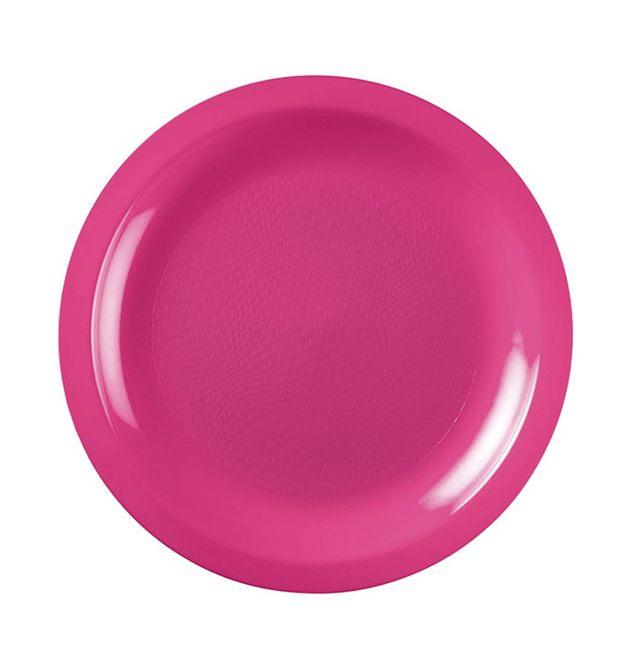 Assiette Plastique Réutilisable Plate Fuchsia PP Ø185mm (600 Utés)