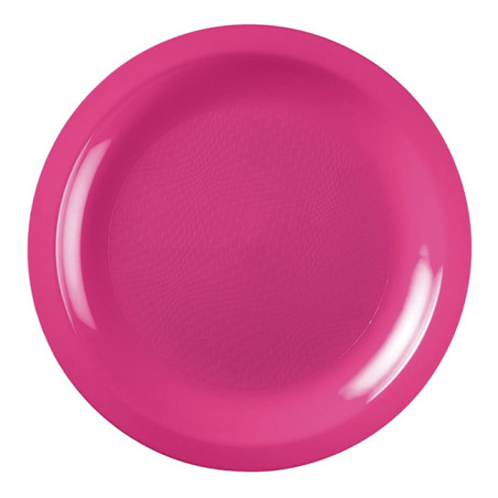 Assiette Plastique Réutilisable Plate Fuchsia PP Ø185mm (600 Utés)