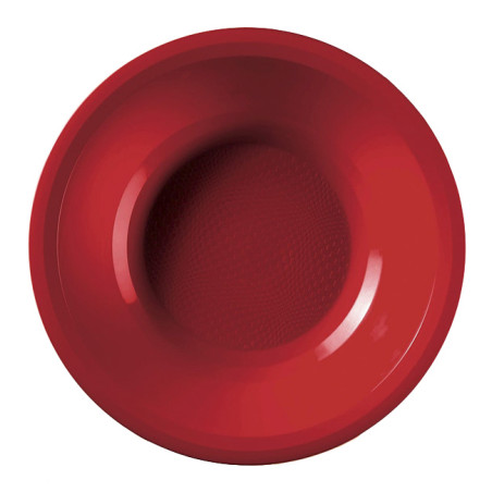 Assiette Plastique Réutilisable Creuse Rouge PP Ø195mm (600 Utés)
