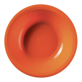 Assiette Plastique Réutilisable Creuse Orange PP Ø195mm (600 Utés)
