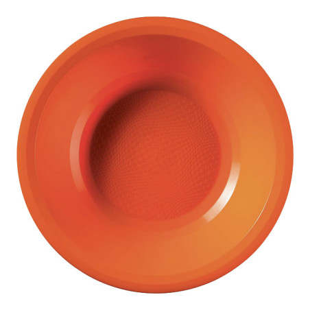 Herbruikbare harde bord Diep oranje "Rond vormig" PP Ø19,5cm (600 stuks)