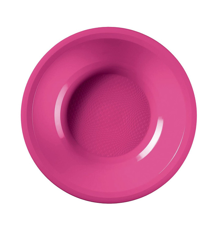 Assiette Plastique Réutilisable Creuse Fuchsia PP Ø195mm (600 Utés)