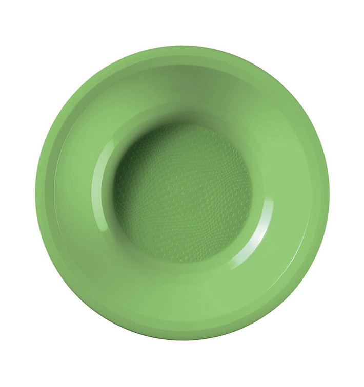 Assiette Plastique Réutilisable Creuse Vert citron PP Ø195mm (50 Utés)