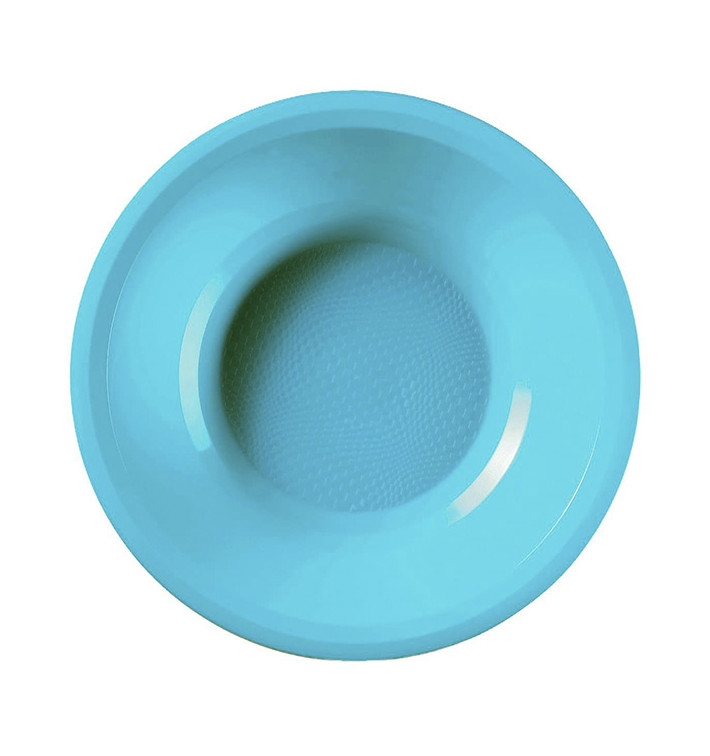 Assiette Plastique Réutilisable Creuse Turquoise PP Ø195mm (600 Utés)