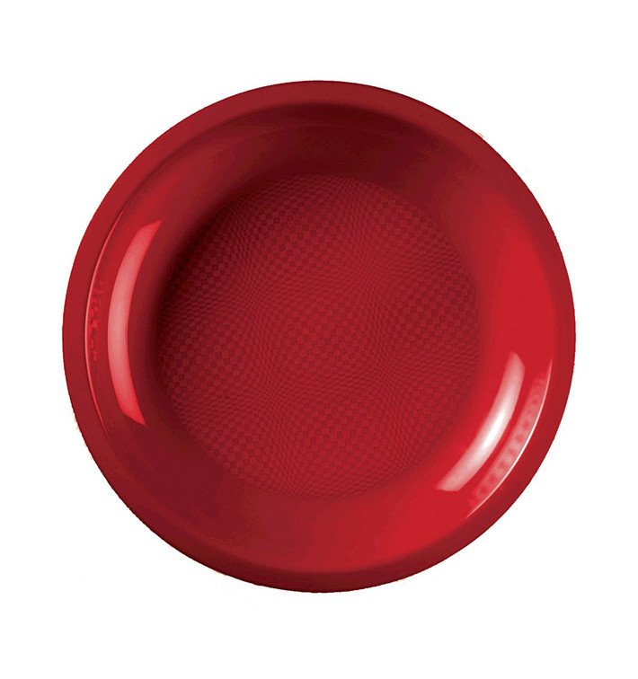 Plastic bord Plat rood "Rond vormig" PP Ø22 cm (25 stuks) 