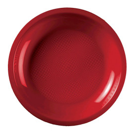 Plastic bord Plat rood "Rond vormig" PP Ø22 cm (600 stuks)
